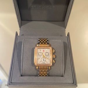 Michele Deco Diamond Tri-Tone Women's Watch